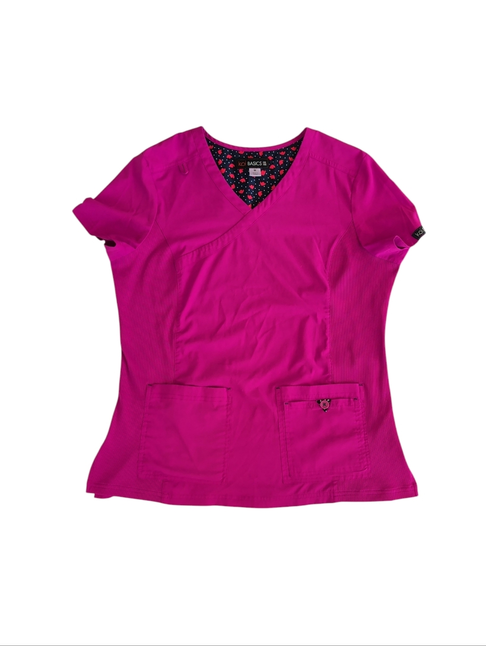 Koi Basics Four Pocket "Katie" Scrub Nurse Top MEDIUM Azalea Pink Style 374